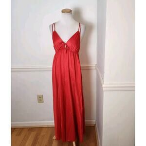 FLAW VTG Erica Loren Slip Maxi Dress Size Medium Womens Red Lingerie Nightgown